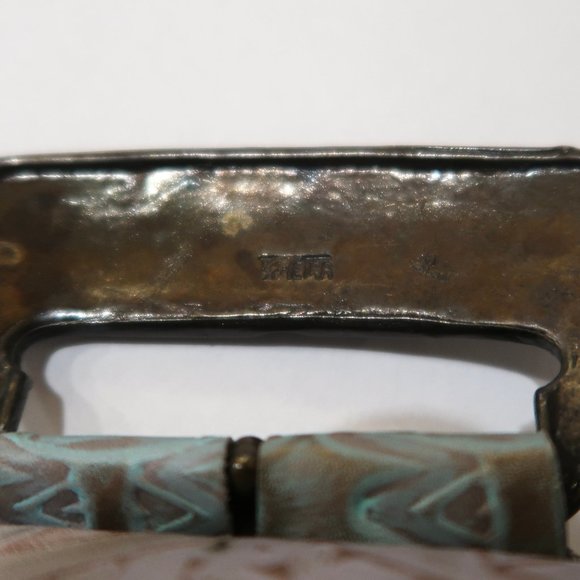 vtg 80s MZ ACCESSORIES Embossed leather wide belt sz L main image 7